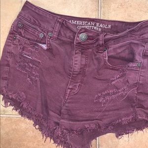 Distressed denim shorts